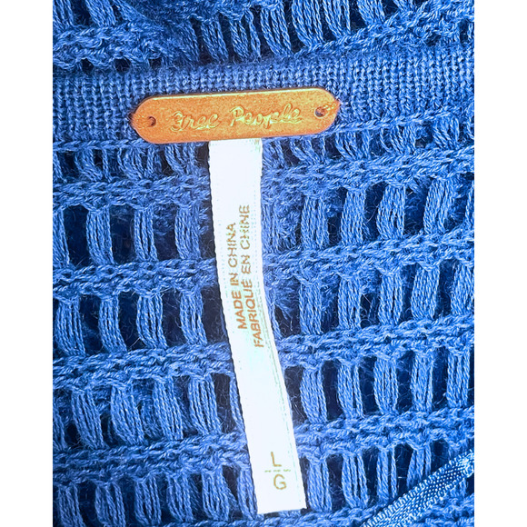 3-FOR-$30 Free People Sz L Babes Only Mesh Knit Sweater Lasting Laguna Blue New - Picture 11 of 13
